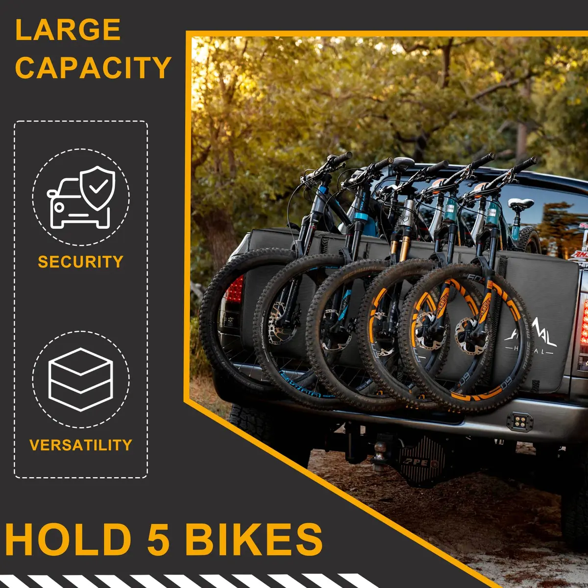 Himal Outdoors Tailgate Pad for Mountain Bike | Fits Most Trucks, Water-Resistant, Holds 5 Bikes - view 3