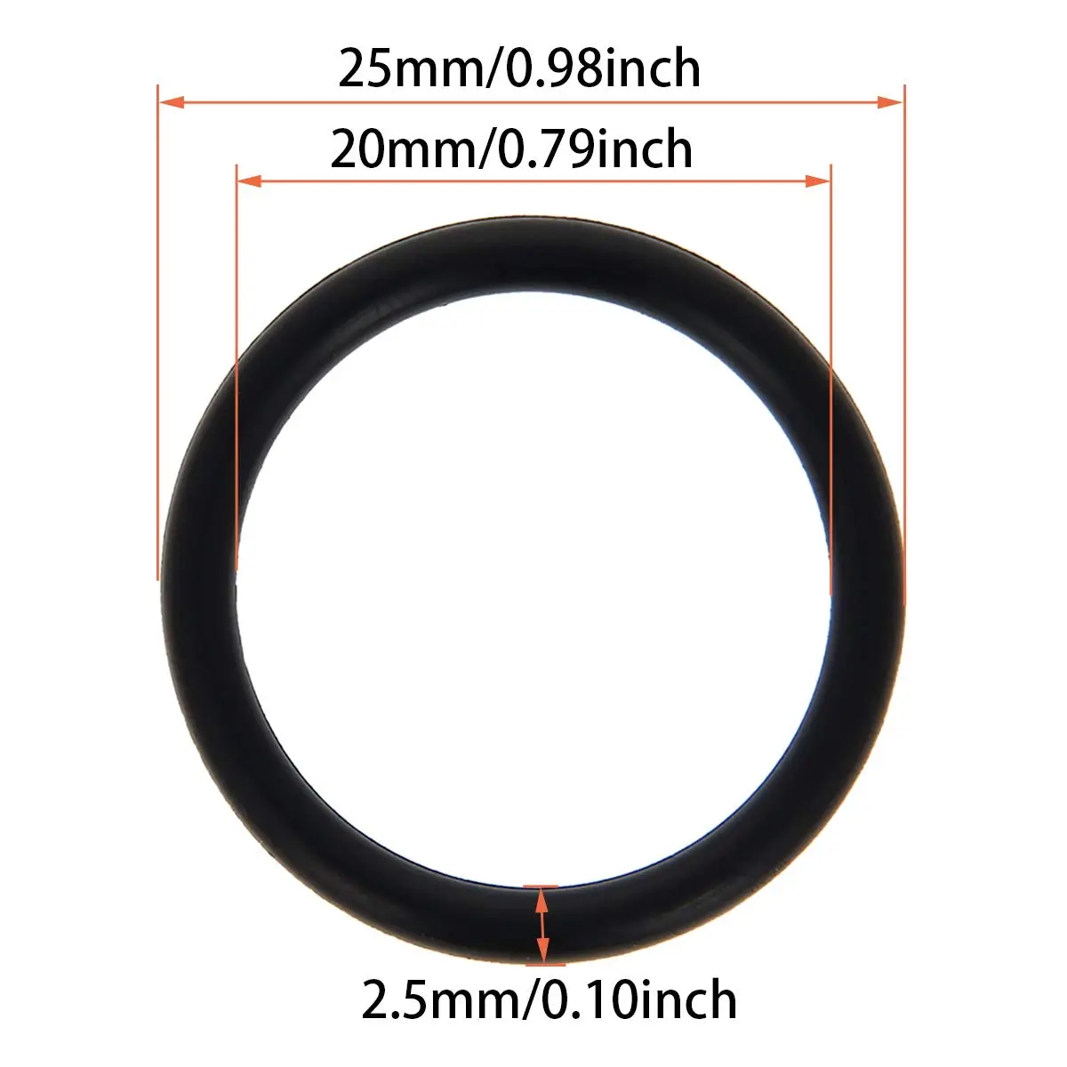 Aicosineg Buna-N O-Ring 25x20x2.5mm | Nitrile Rubber Seal for Plumbing & Mechanical Use - view 3