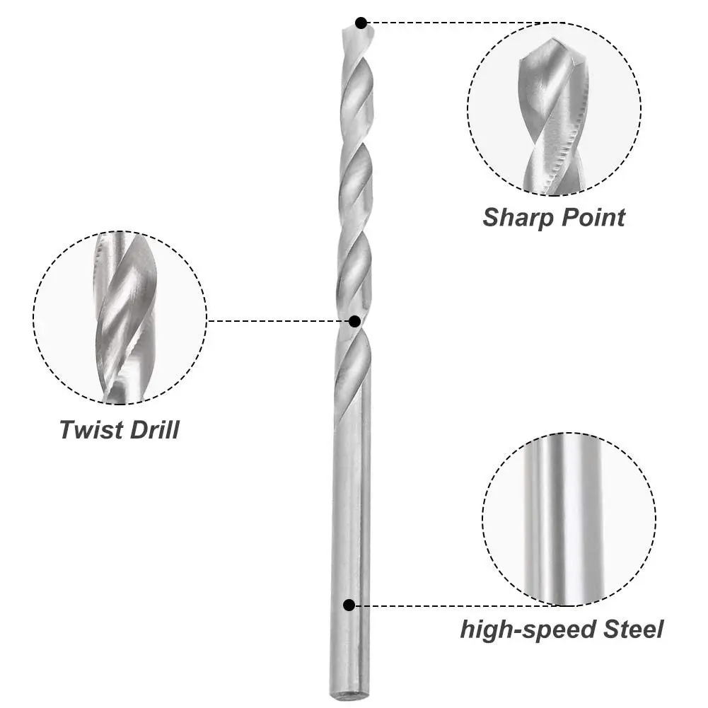Hegebeck Extra Long Drill Bit Set, Twist Drill Bits, 7mm Dia Round Shank 350mm High Speed Steel for Metal Aluminum Alloy Iron | Durable & Precise (70-120 chars) - view 5