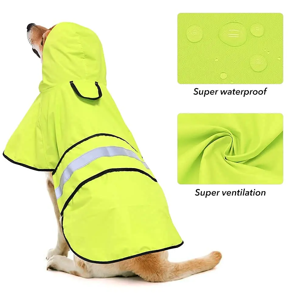 Ezierfy Dog Raincoat - Reflective Pet Rain Jacket for Dogs, Adjustable Hooded Raincoat, Small to X-Large Dogs, Neon Green | Waterproof & Safe - view 5