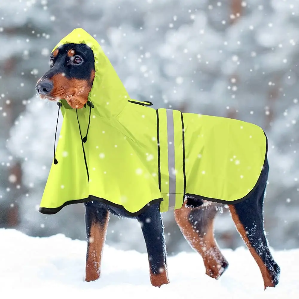 Ezierfy Dog Raincoat - Reflective Pet Rain Jacket for Dogs, Adjustable Hooded Raincoat, Small to X-Large Dogs, Neon Green | Waterproof & Safe - view 6