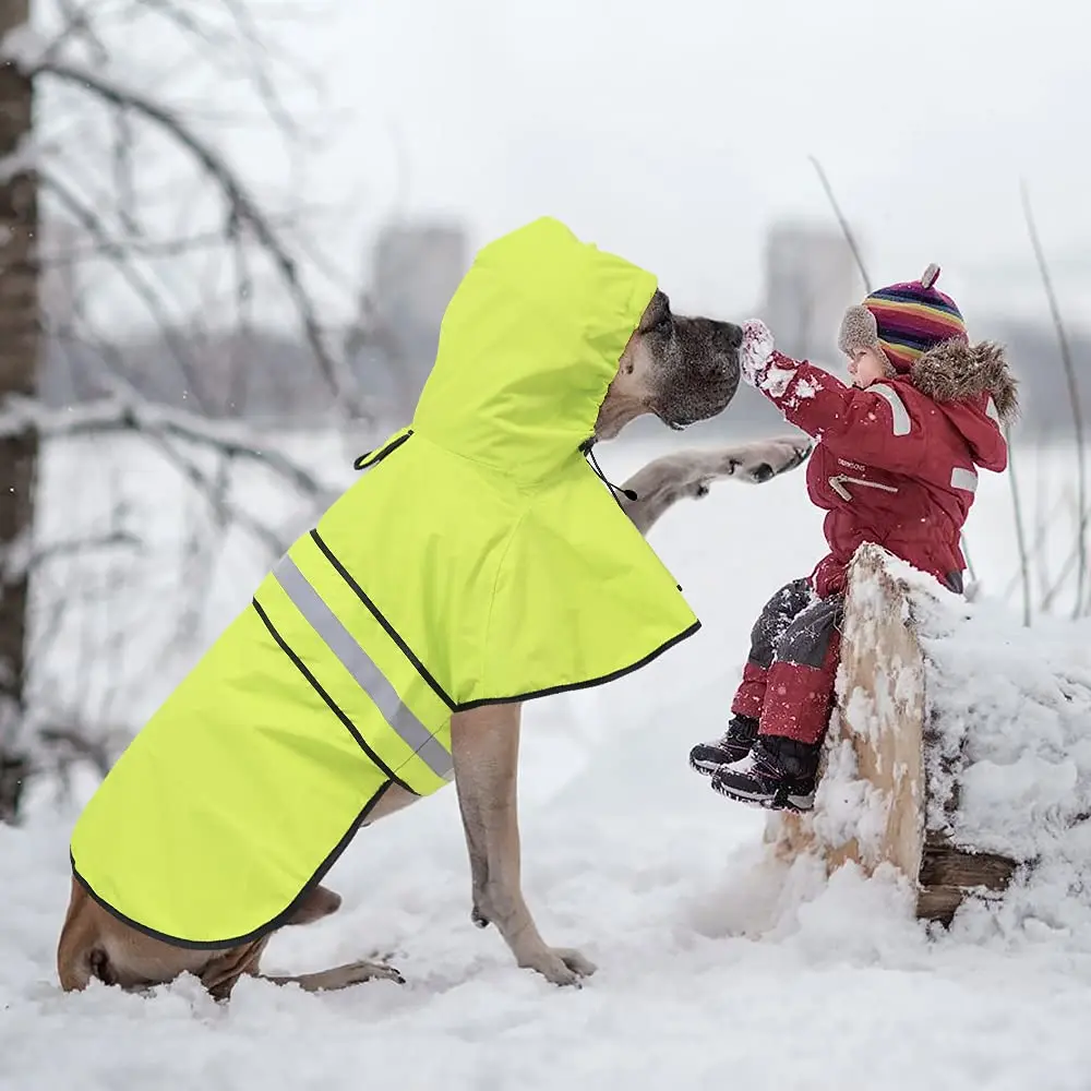 Ezierfy Dog Raincoat - Reflective Pet Rain Jacket for Dogs, Adjustable Hooded Raincoat, Small to X-Large Dogs, Neon Green | Waterproof & Safe - view 7