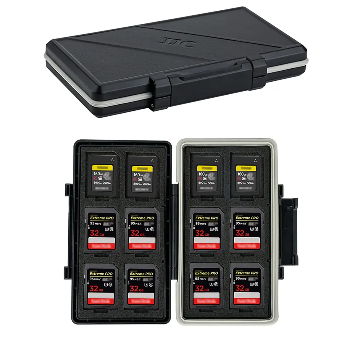 JJC Black 24-Slot Memory Card Case | Water-Resistant & Anti-Shock for 12 CFexpress Type-A + 12 SD Cards - main product image