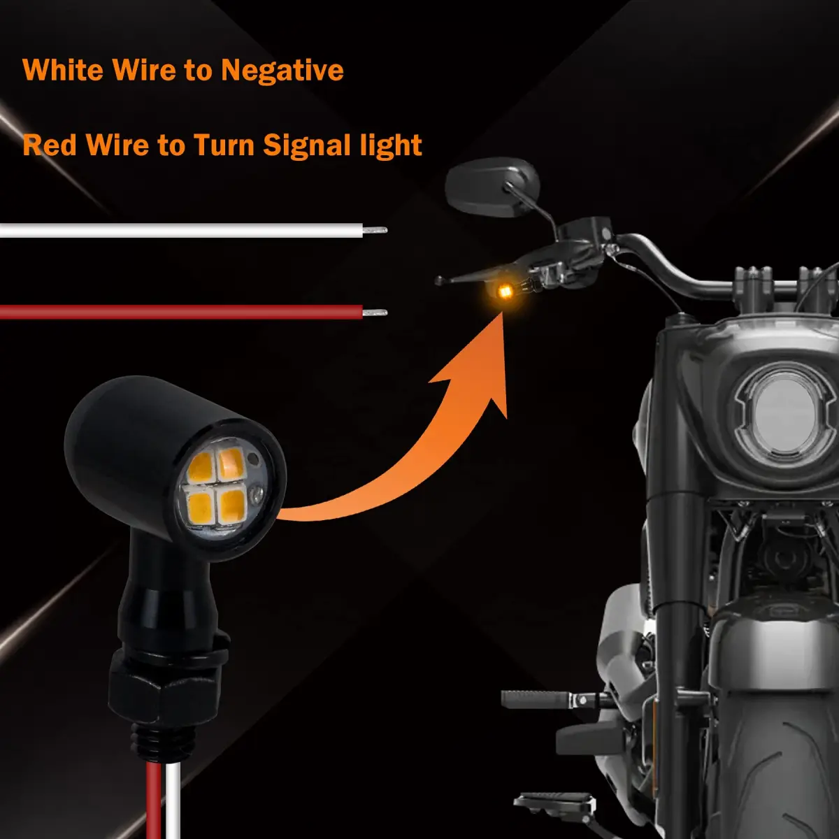 QUASCO Mini LED Turn Signal Lights with 8mm Mount, Amber Light, 12V DC | Universal Motorcycle Indicators - view 5