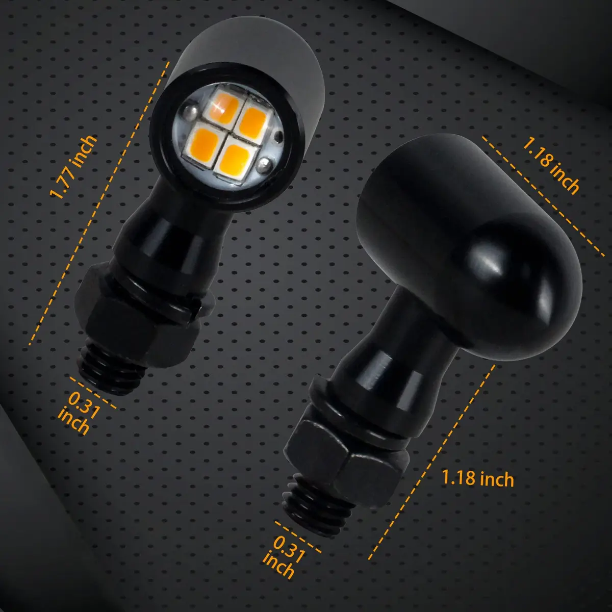 QUASCO Mini LED Turn Signal Lights with 8mm Mount, Amber Light, 12V DC | Universal Motorcycle Indicators - view 6