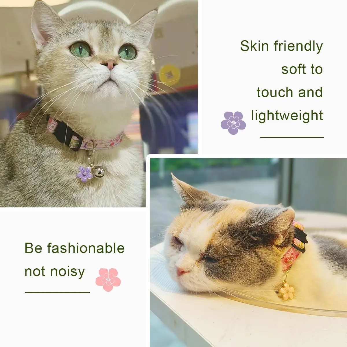 Yizepet Cat Collars with Bells, Breakaway Kitten Collar, Cute Kitty Collar, Pet Supplies Accessories | Adjustable Floral Design (70-120 chars) - view 4