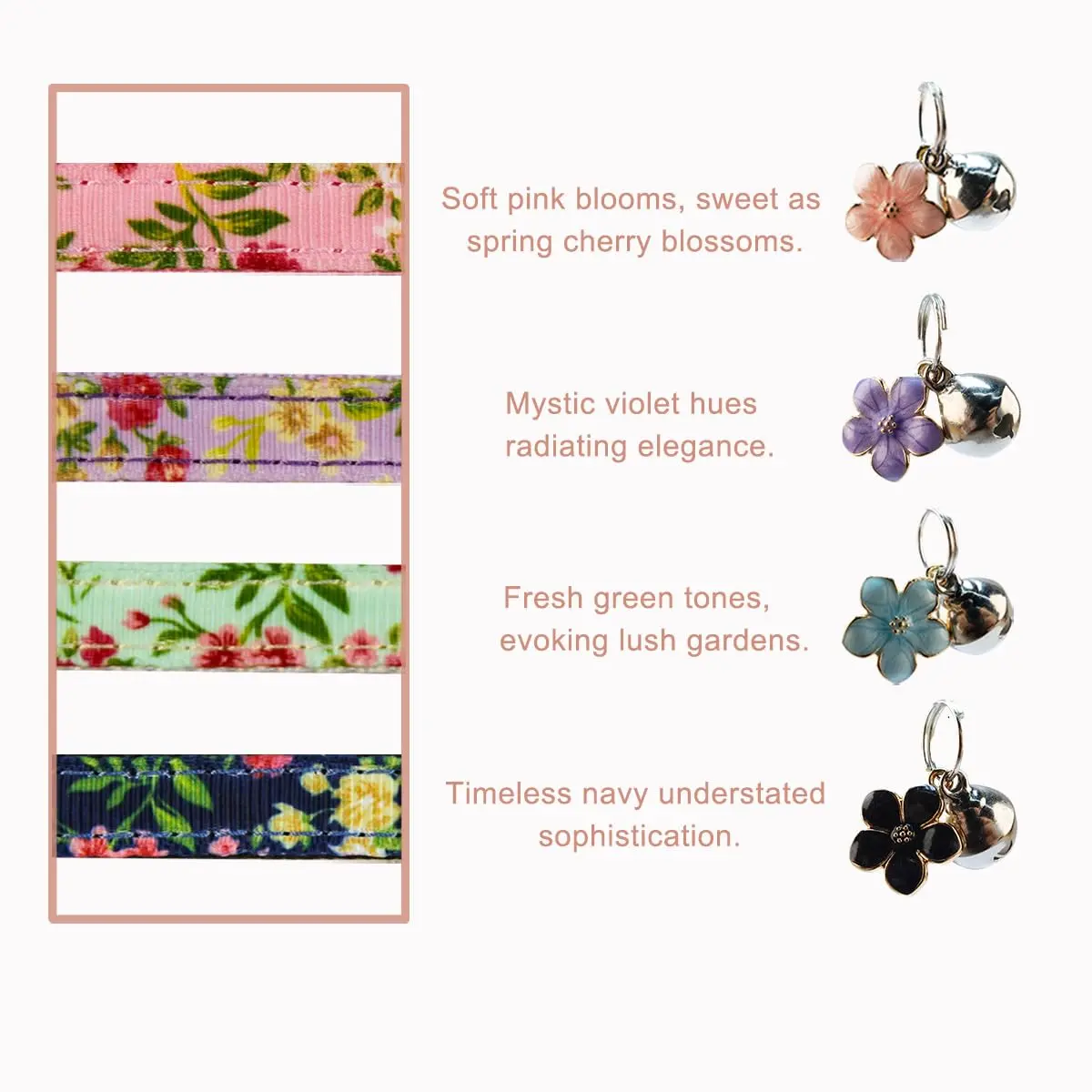 Yizepet Cat Collars with Bells, Breakaway Kitten Collar, Cute Kitty Collar, Pet Supplies Accessories | Adjustable Floral Design (70-120 chars) - view 3