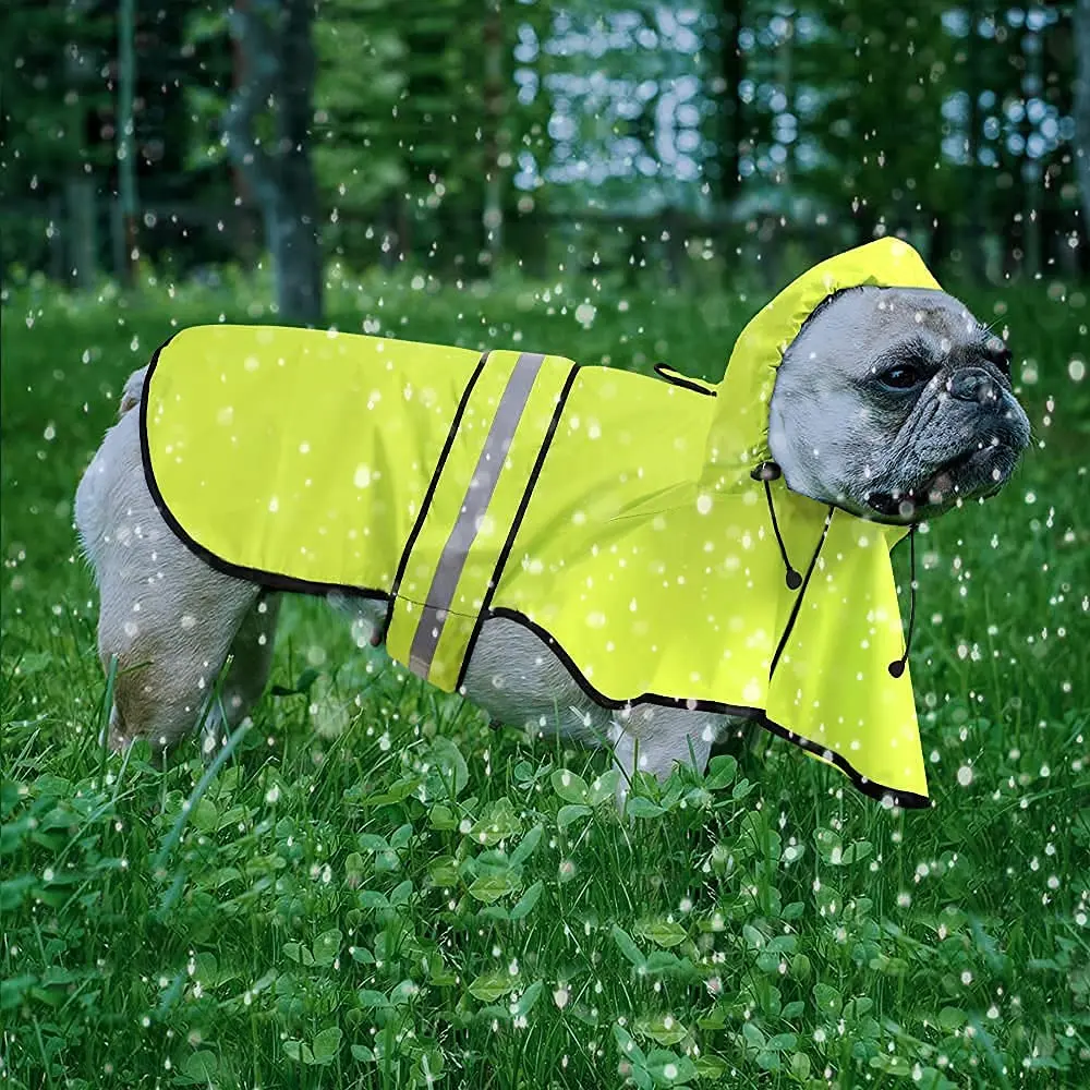Ezierfy Waterproof Dog Rain Coat - Adjustable Hooded Pet Rain Jacket Neon Green | Reflective Lightweight - view 6