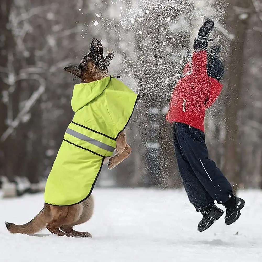 Ezierfy Waterproof Dog Rain Coat - Adjustable Hooded Pet Rain Jacket Neon Green | Reflective Lightweight - view 8