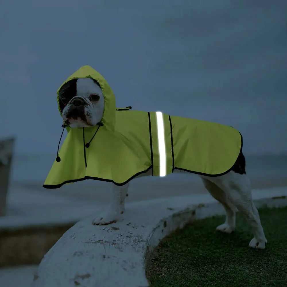 Ezierfy Waterproof Dog Rain Coat - Adjustable Hooded Pet Rain Jacket Neon Green | Reflective Lightweight - view 4