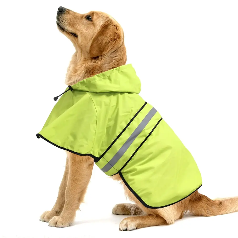 Ezierfy Waterproof Raincoats for Dogs - Adjustable Pet Raincoat Jacket, Lightweight Dog Hooded Rain Coat Waterproof Rain Poncho for Small to X-Large Dogs (Neon Green, Large) - main product image