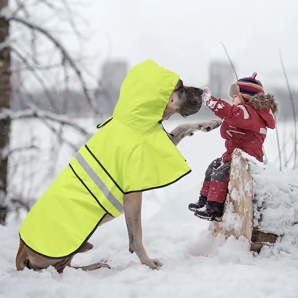 Ezierfy Waterproof Raincoats for Dogs - Adjustable Pet Raincoat Jacket, Lightweight Dog Hooded Rain Coat Waterproof Rain Poncho for Small to X-Large Dogs (Neon Green, Large) - view 5