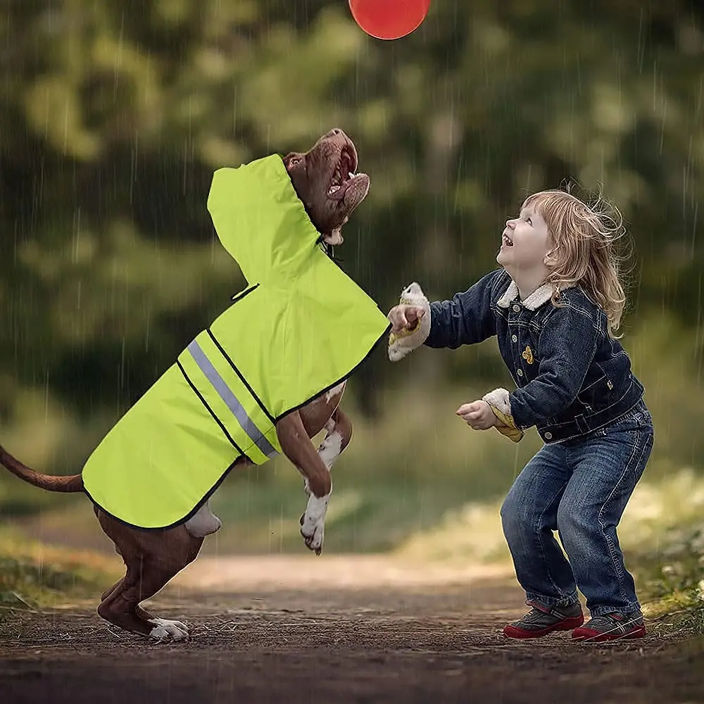 Ezierfy Waterproof Raincoats for Dogs - Adjustable Pet Raincoat Jacket, Lightweight Dog Hooded Rain Coat Waterproof Rain Poncho for Small to X-Large Dogs (Neon Green, Large) - view 7