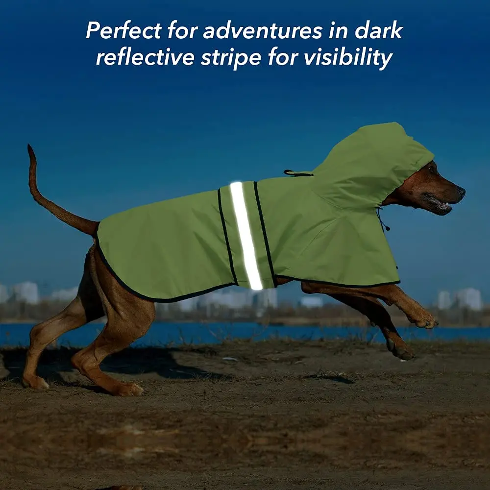 Ezierfy Waterproof Raincoats for Dogs - Adjustable Pet Raincoat Jacket, Lightweight Dog Hooded Rain Coat Waterproof Rain Poncho for Small to X-Large Dogs (Neon Green, Large) - view 3