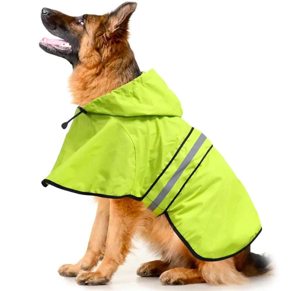 Ezierfy Waterproof Raincoats for Dogs - Adjustable Pet Raincoat Jacket, Lightweight Dog Hooded Rain Coat Waterproof Rain Poncho for Small to X-Large Dogs (Neon Green, Large) - view 4