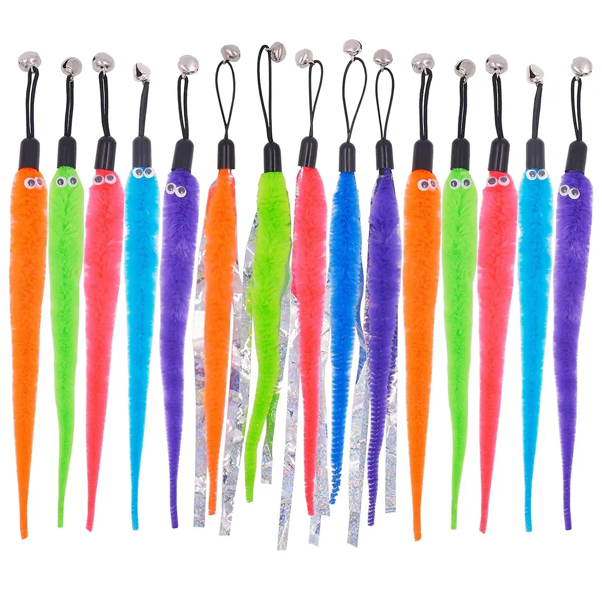 TIENAILING Cat Toy Worm Refills | 15 Pieces Interactive Cat Wand Attachments for Indoor Cats - main product image
