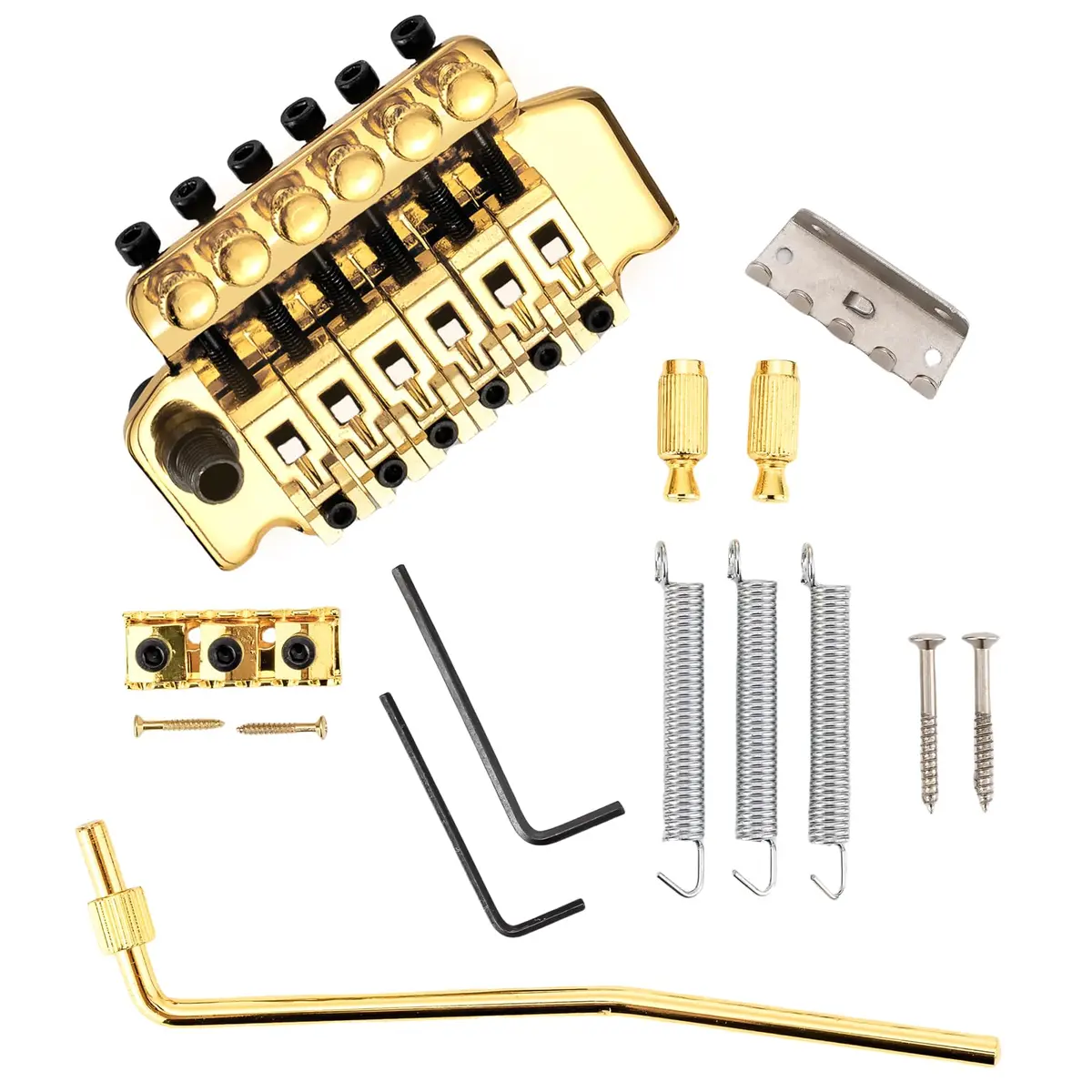 Swhmc Gold 2-Point Double Locking Tremolo Bridge for Stratocaster 93mm (3.66inch) | Tuning Stability for Whammy Bar Use - main product image