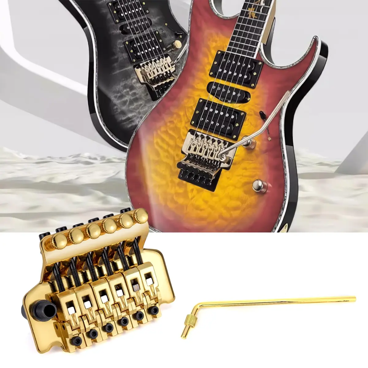 Swhmc Gold 2-Point Double Locking Tremolo Bridge for Stratocaster 93mm (3.66inch) | Tuning Stability for Whammy Bar Use - view 8