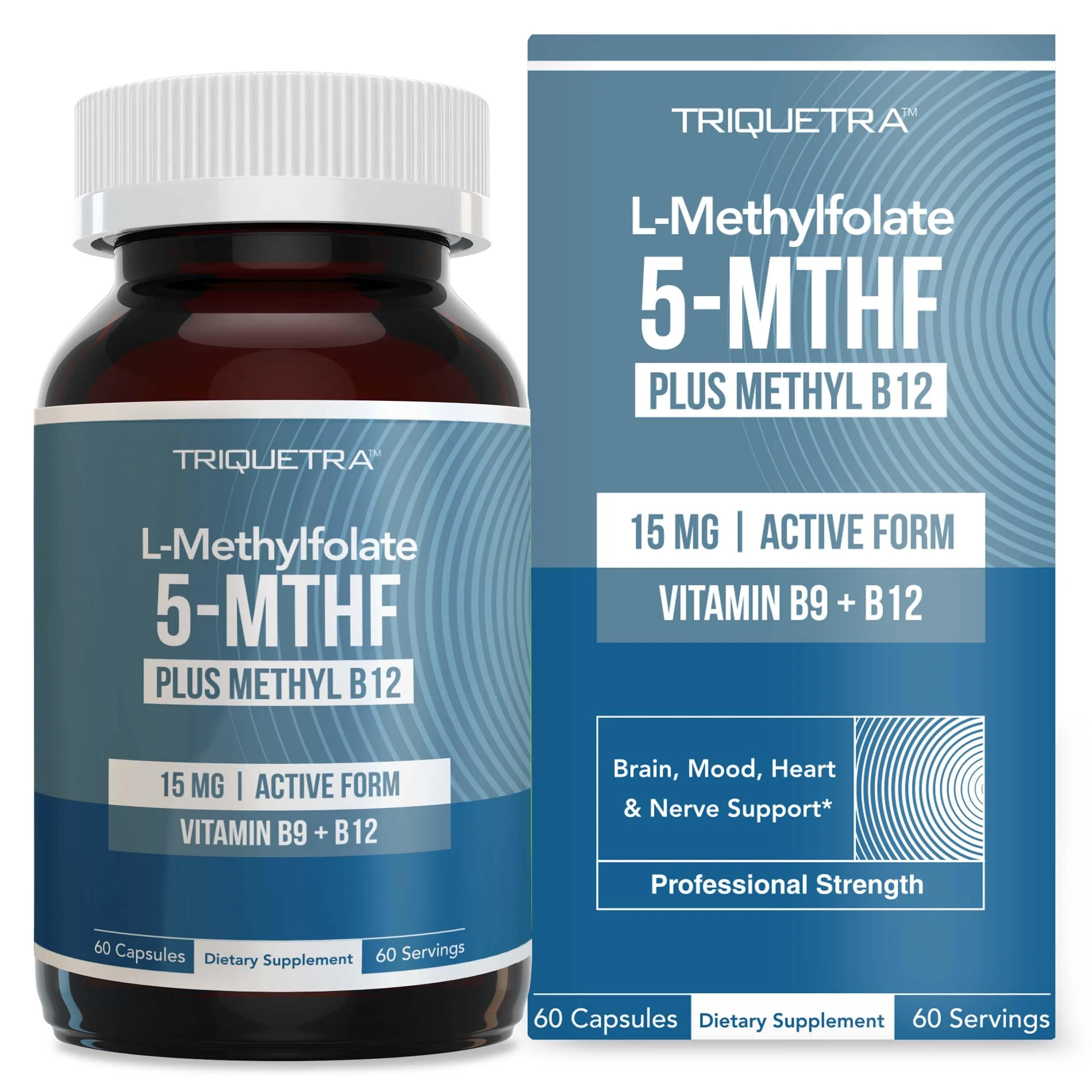 Triquetra Health L-Methylfolate 15mg Plus Methyl B12 Cofactor Capsules โ 60 Count - main product image