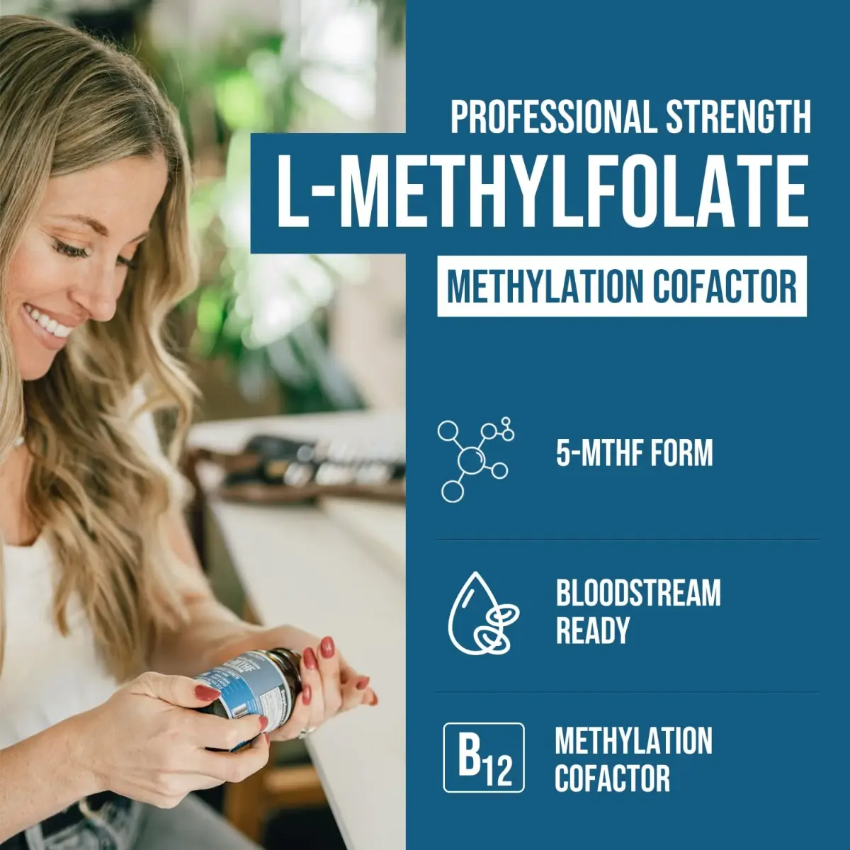 Triquetra Health L-Methylfolate 15mg Plus Methyl B12 Cofactor Capsules | Active Folate & B12 for Mood, Methylation, Cognition (60 Count) - view 2