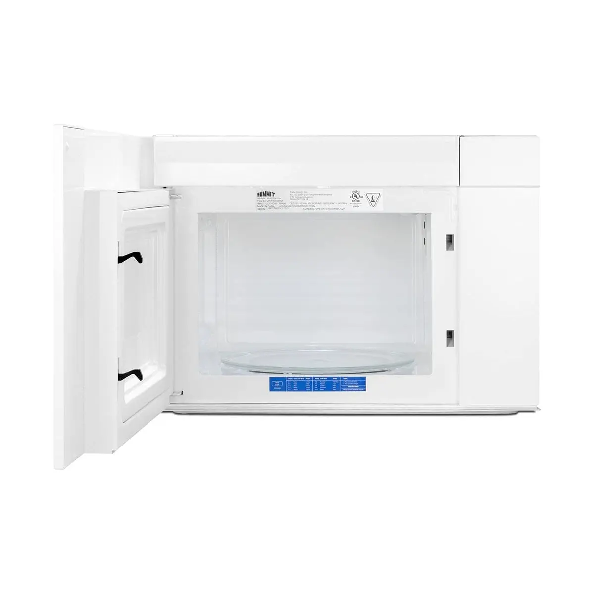 Summit 24” Over the Range Microwave, White- MHOTR241W | 1.4 cu.ft. Capacity, 1000W Power, Ductless Ventilation - view 3