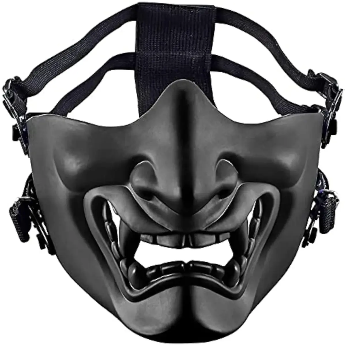 MTGHYARE Tactical Half Face Mask Black | Evil Demon Hannya Samurai Oni Airsoft Protective Mask for CS Game - main product image