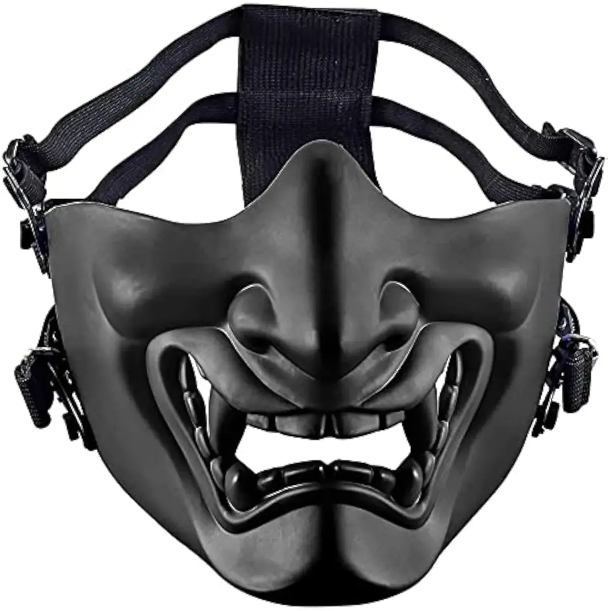 MTGHYARE Tactical Half Face Mask Black | Evil Demon Hannya Samurai Oni Airsoft Protective Mask for CS Game - main product image