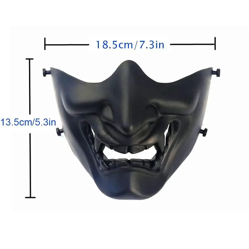 MTGHYARE Tactical Half Face Mask Black | Evil Demon Hannya Samurai Oni Airsoft Protective Mask for CS Game - view 7