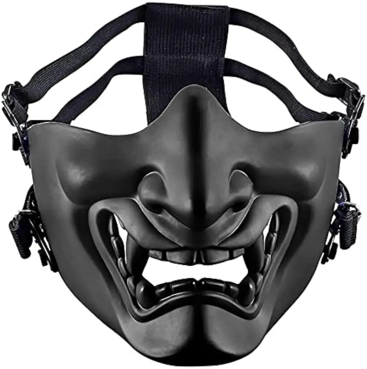 MTGHYARE Tactical Half Face Mask Black | Evil Demon Hannya Samurai Oni Airsoft Protective Mask for CS Game - view 2