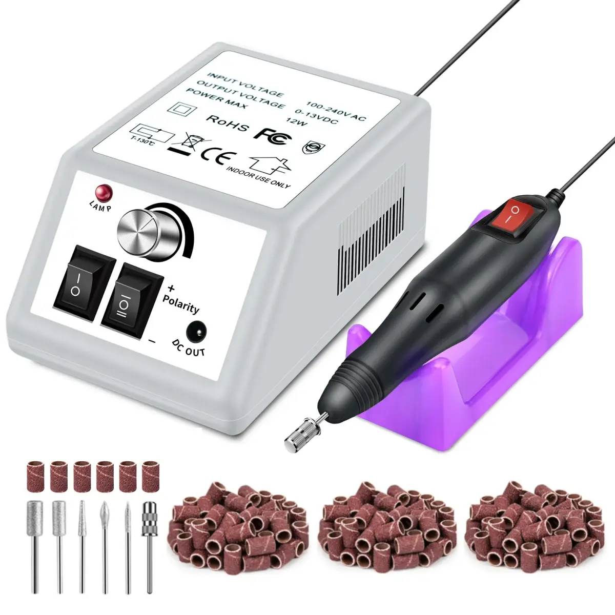LAVAED Professional Electric Nail Drill Machine Kit 20000 RPM (165 Piece Set) | Low Noise Vibration for Acrylics & Pedicure - main product image