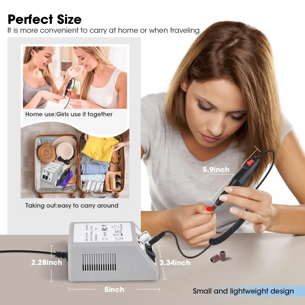 LAVAED Professional Electric Nail Drill Machine Kit 20000 RPM (165 Piece Set) | Low Noise Vibration for Acrylics & Pedicure - view 4