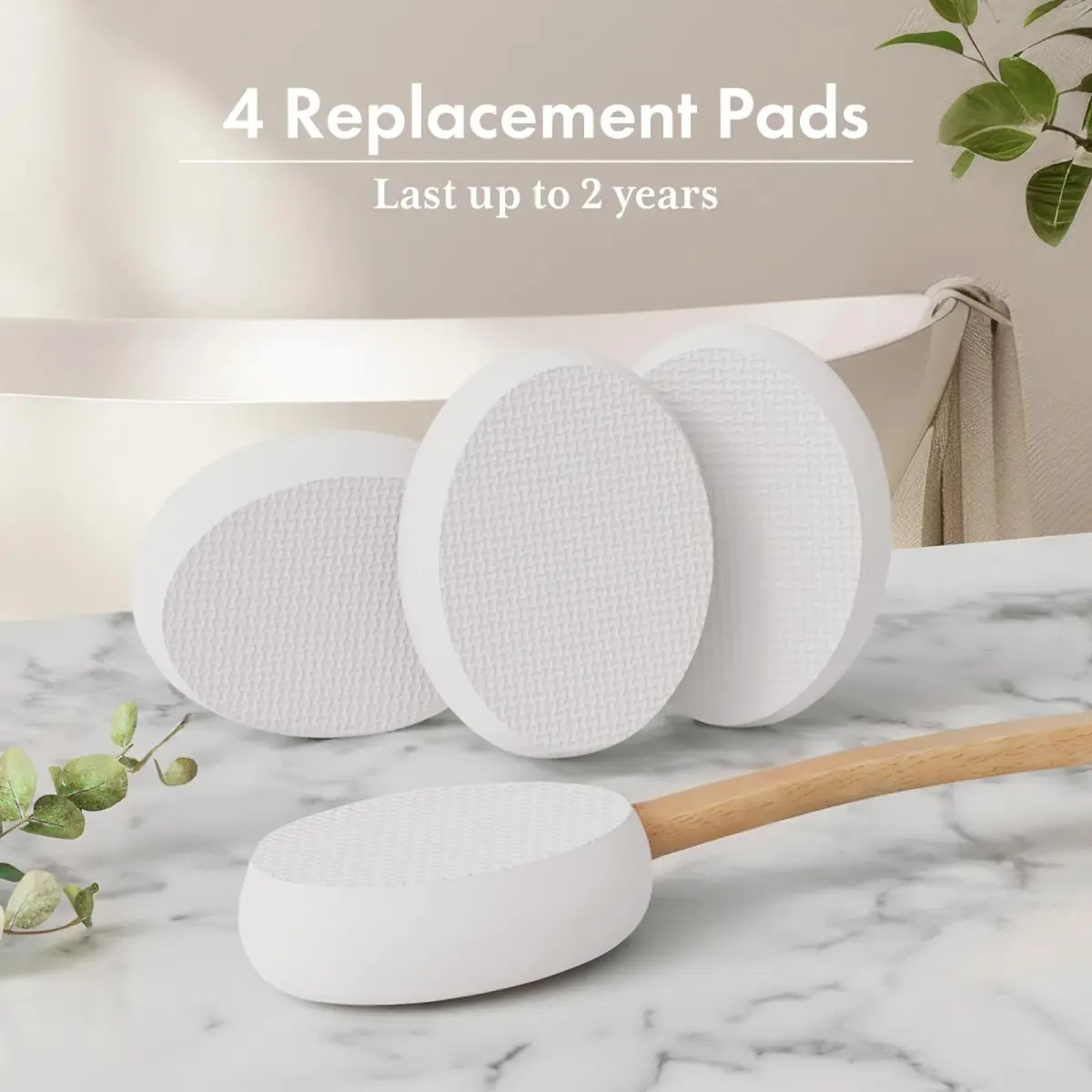 AmazerBath White Lotion Applicator with 4 Replacement Pads & 17" Curved Handle | Easy Back Lotion Application - view 6