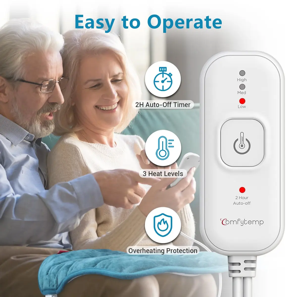 Comfytemp Weighted Heating Pad for Back & Period 12x24 in | Auto 2H Off, FSA Eligible - view 5