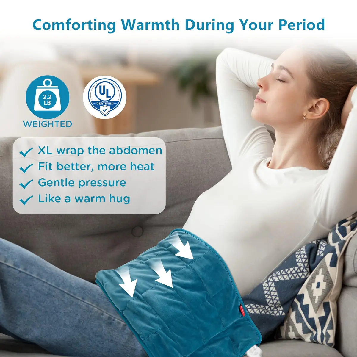Comfytemp Weighted Heating Pad for Back & Period 12x24 in | Auto 2H Off, FSA Eligible - view 2