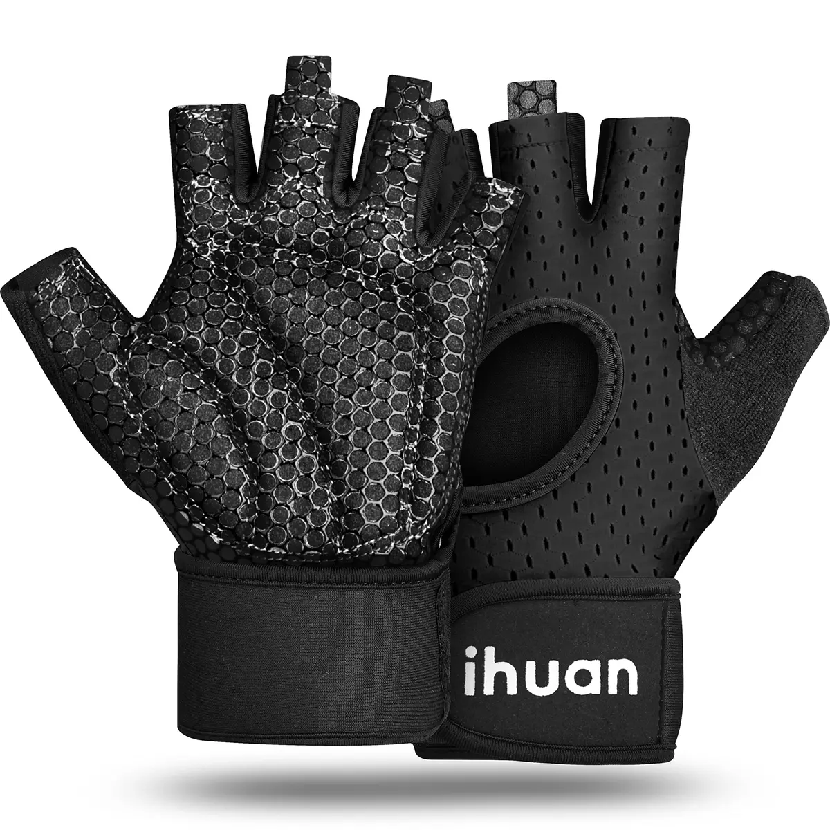 ihuan Breathable Weight Lifting Gloves with Wrist Support, Medium (Pair) | Enhanced Palm Protection for Gym Training - main product image