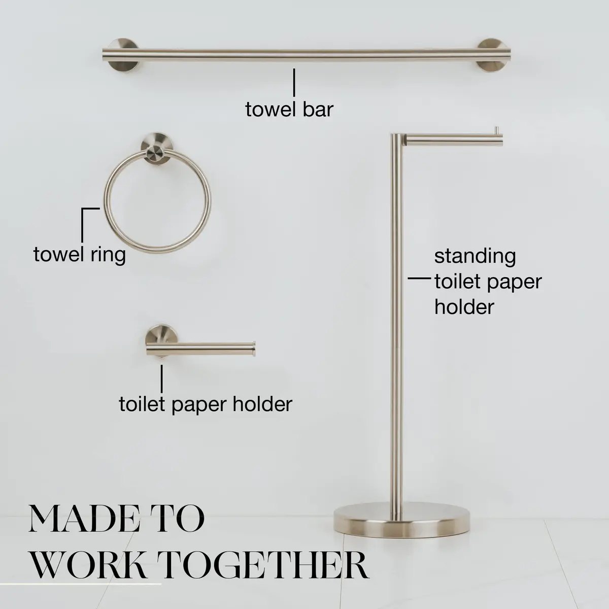 MARMOLUX ACC Free Standing Toilet Paper Holder Stand, Brushed Steel | Modern & Durable Bathroom Storage - view 8