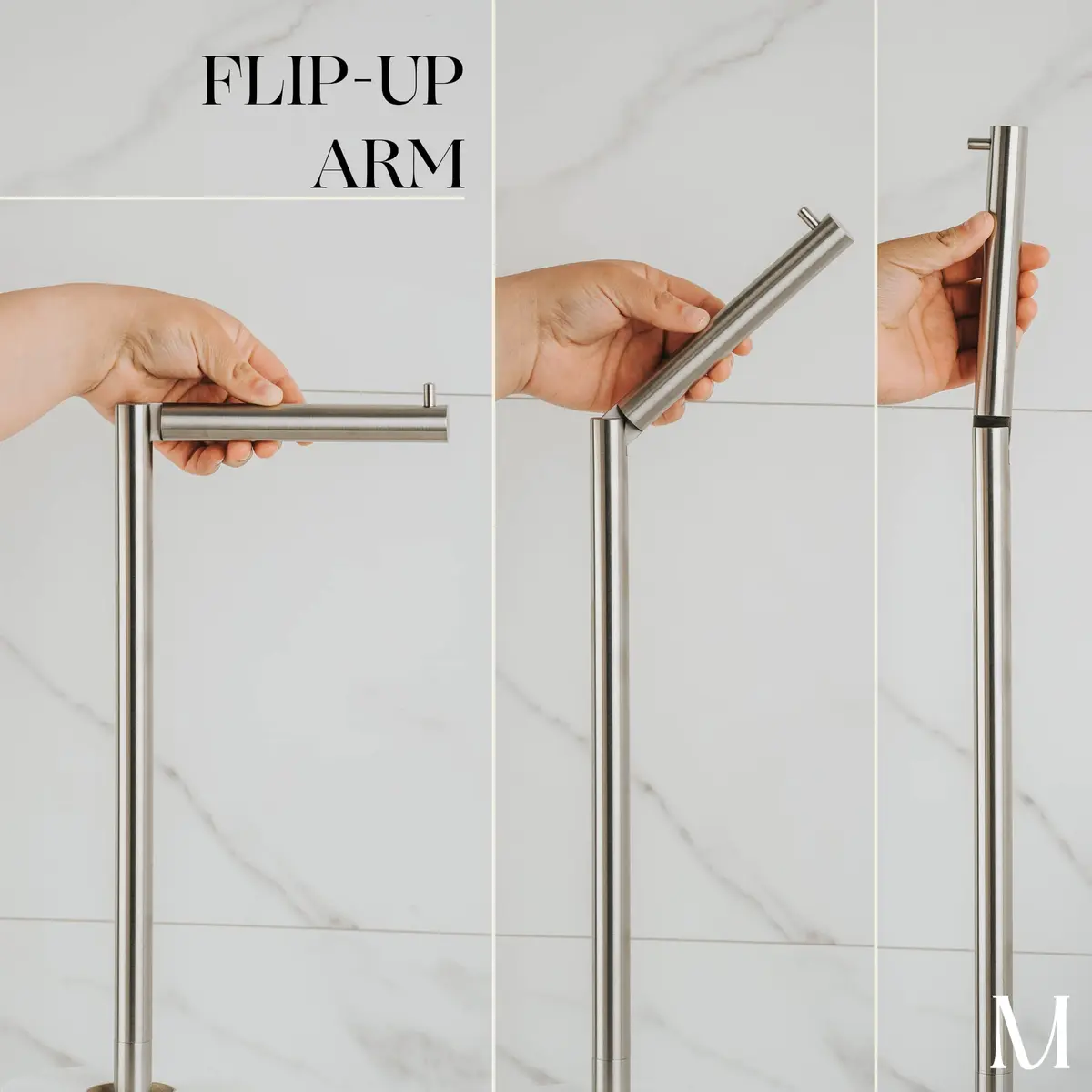 MARMOLUX ACC Free Standing Toilet Paper Holder Stand, Brushed Steel | Modern & Durable Bathroom Storage - view 3