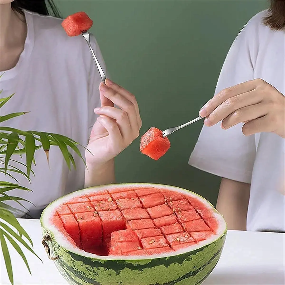 choxila Watermelon Cutter Slicer 9.44in Stainless Steel | Safe Cube Maker for Kitchen - view 4