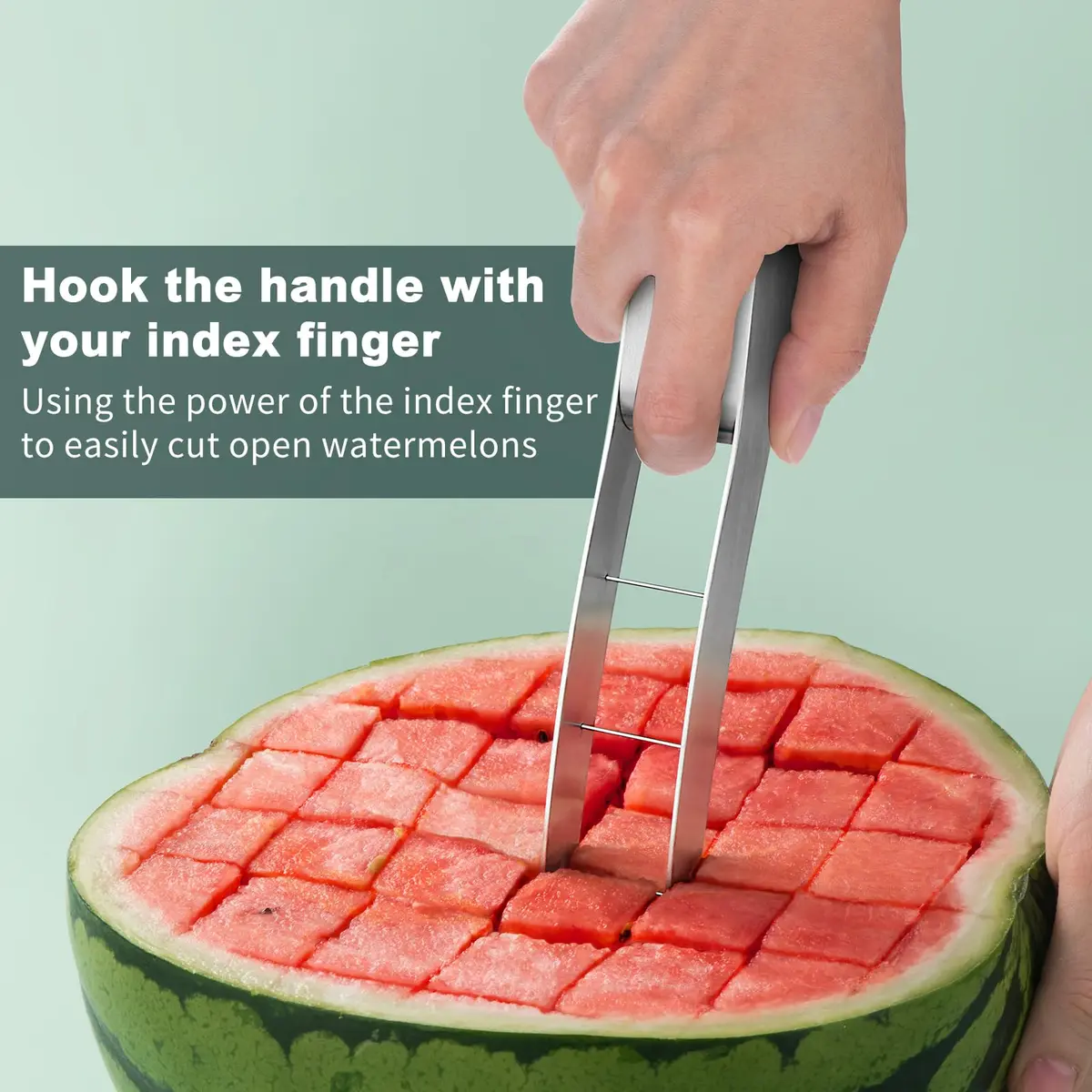 choxila Watermelon Cutter Slicer 9.44in Stainless Steel | Safe Cube Maker for Kitchen - view 2