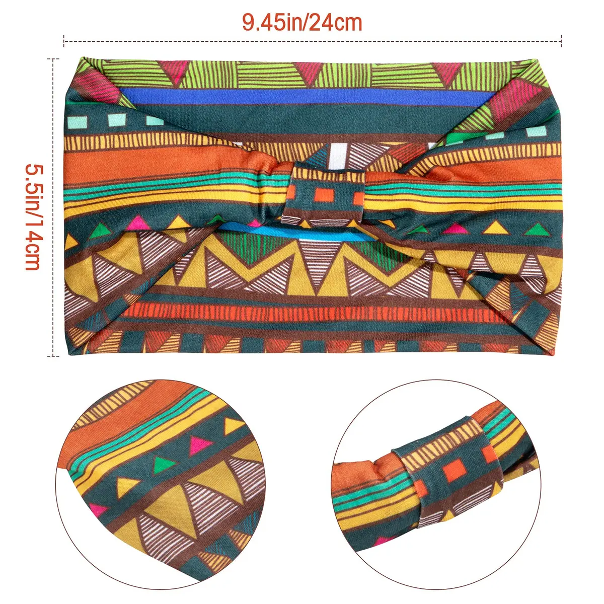 WILLBOND 4 Pcs African Headbands Wide Knotted for Women, Vintage Series | Vibrant Boho & African Style Patterns - view 4