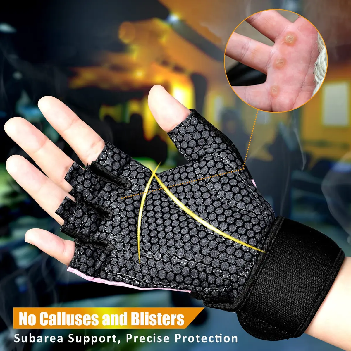 ihuan Breathable Weight Lifting Gloves: Fingerless Workout Gym | Wrist Support | Enhance Palm Protection | Extra Grip for Fitness - view 7