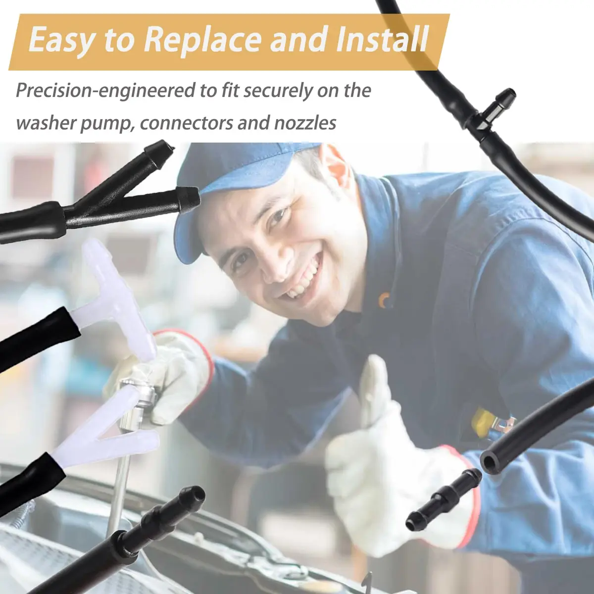 JAMCARI Windshield Washer Hose Kit 4 Meter (157 Inch) with 12 Connectors | Universal Car Water Pump and Nozzle Installation - view 4