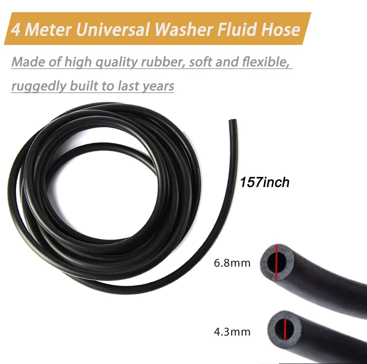 JAMCARI Windshield Washer Hose Kit 4 Meter (157 Inch) with 12 Connectors | Universal Car Water Pump and Nozzle Installation - view 2