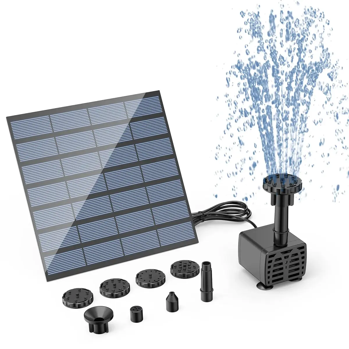 AISITIN DIY Solar Water Pump Kit with 6 Nozzles | 71cm Max Water Height - main product image