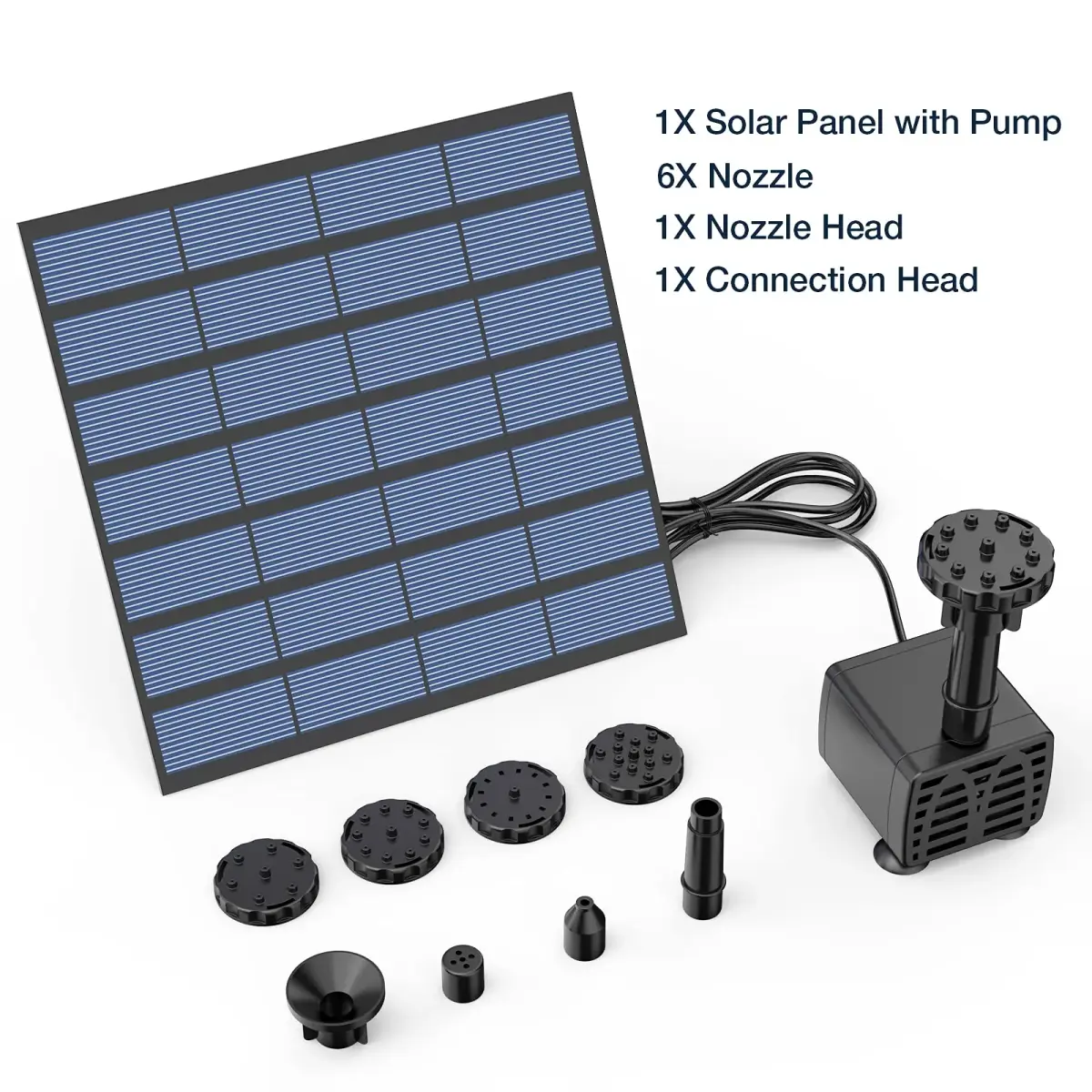 AISITIN DIY Solar Water Pump Kit with 6 Nozzles | 71cm Max Water Height - view 7