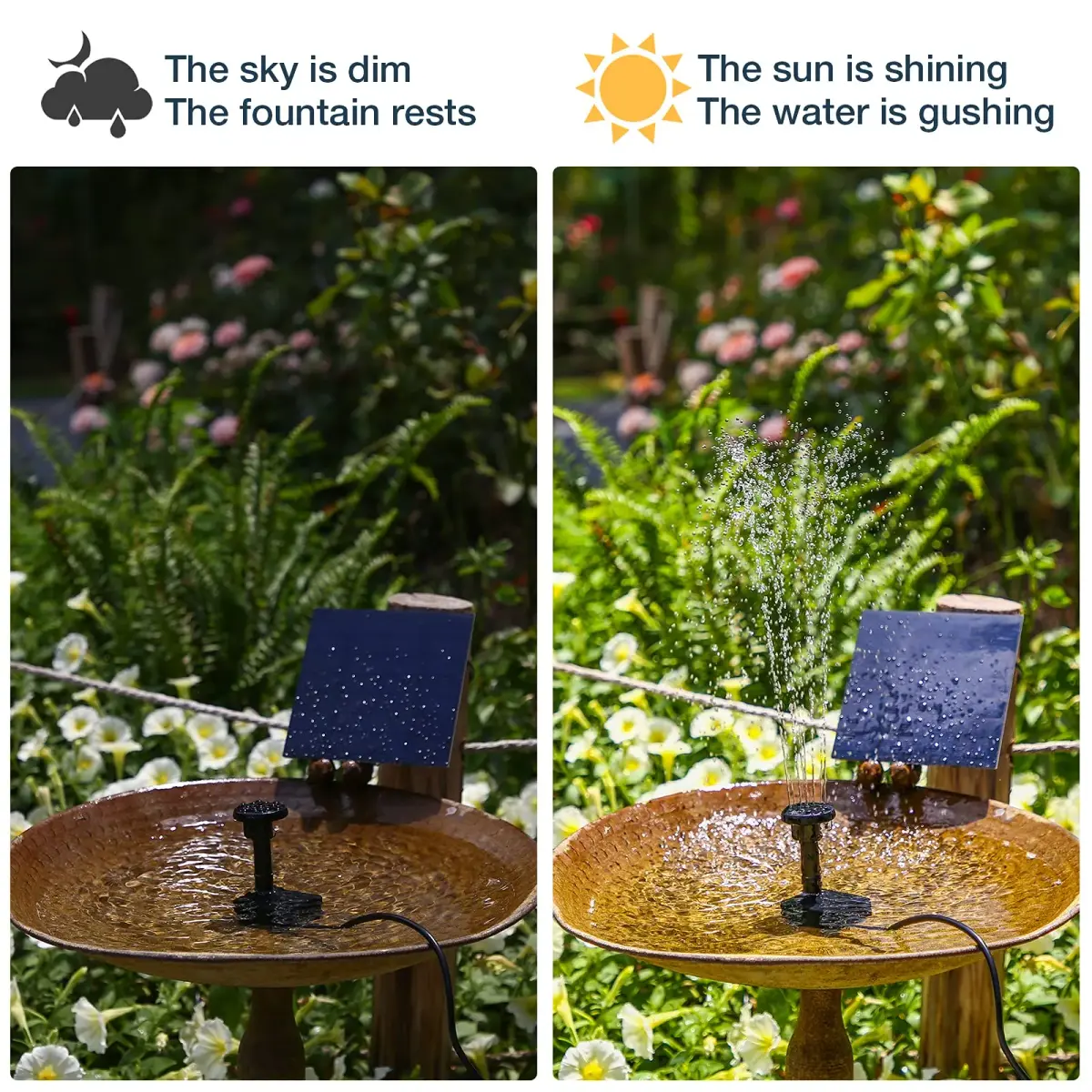 AISITIN DIY Solar Water Pump Kit with 6 Nozzles | 71cm Max Water Height - view 3