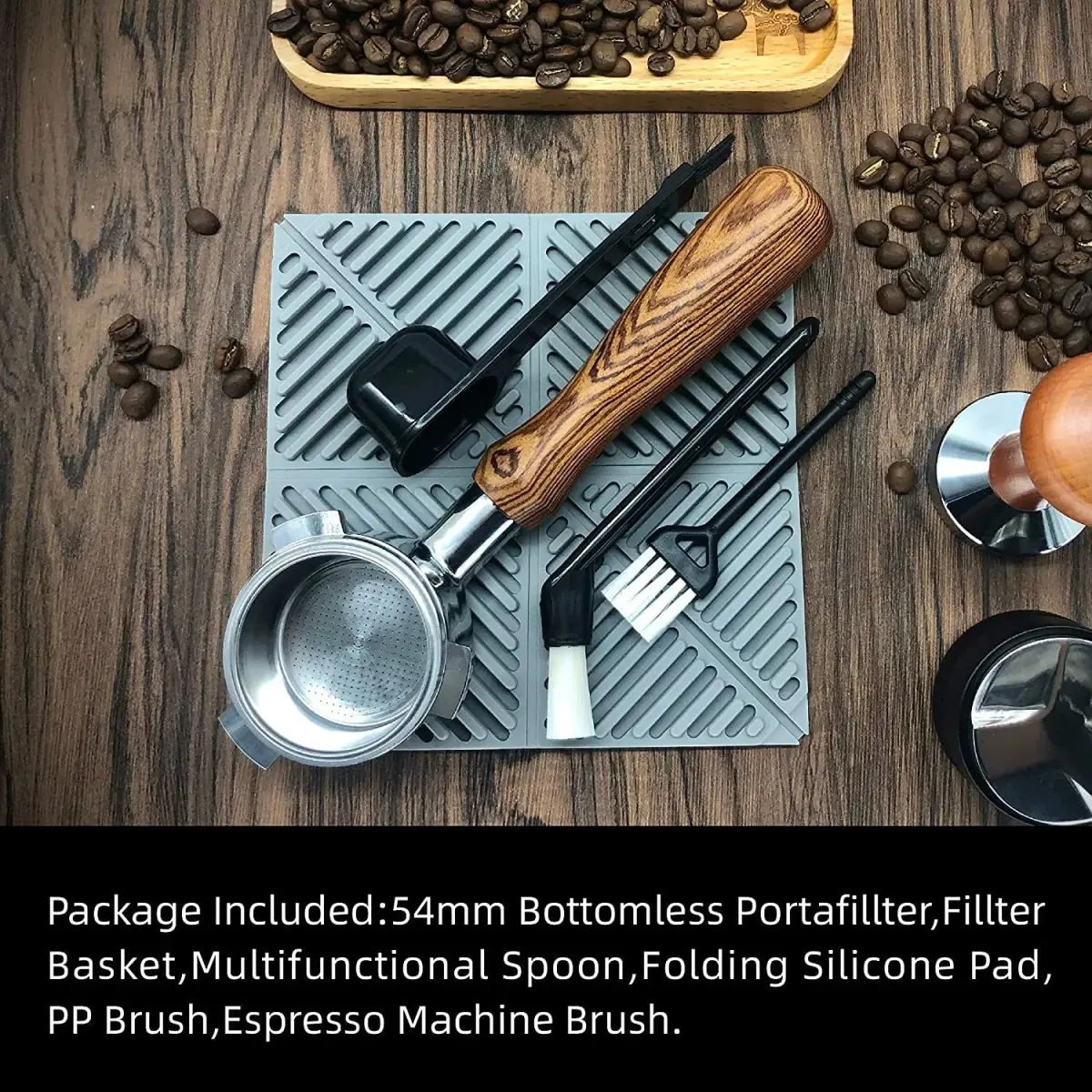 NEOUZA 51mm Bottomless Portafilter with Rosewood Handle | Includes Basket, Spoon, Mat, Brushes (1-Pack) - view 3