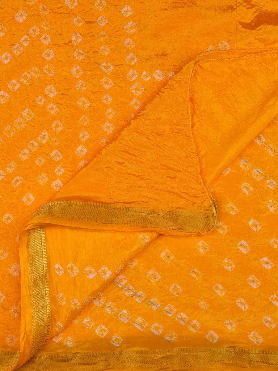 DUPATTA BAZAAR Women's Yellow Bandhini Silk Dupatta | Versatile 2.4m Silk Accessory - view 6