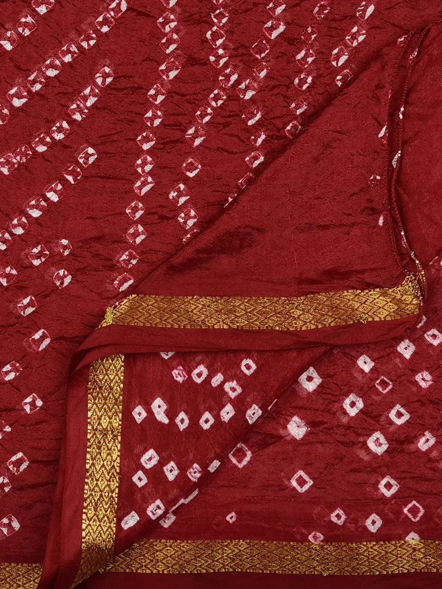 DUPATTA BAZAAR Women's Maroon Bandhini Silk Dupatta | Versatile 2.4m Silk Accessory - view 5