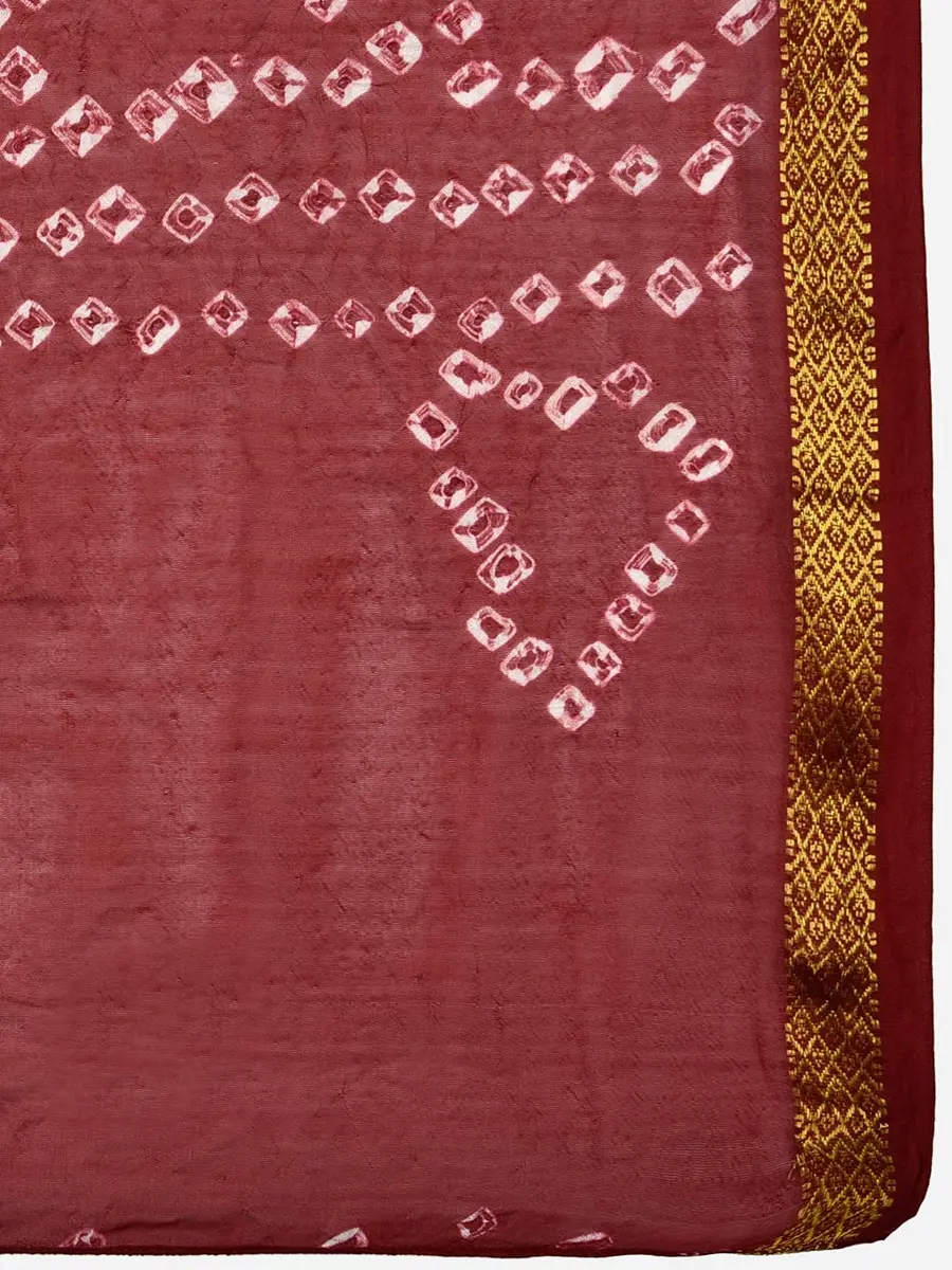 DUPATTA BAZAAR Women's Maroon Bandhini Silk Dupatta | Versatile 2.4m Silk Accessory - view 6